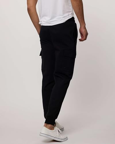 3 Pack: Men's Cotton Fleece Cargo Jogger Sweatpants with Pockets3