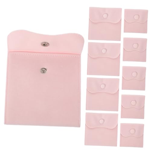 Anneome 10pcs Jewelry Pouch with Snap Button for Necklaces Watches Soft Storage Bags for Travel Giving