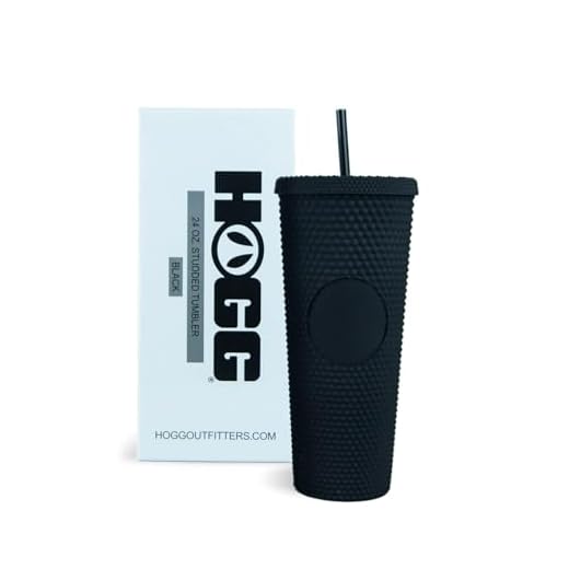 Hogg 24oz Studded Tumbler with lid and straw, DIY, Customizable with Bling or Glitter, Reusable Textured Venti Cup, Double Wall Insulated (24oz with circle, Black)