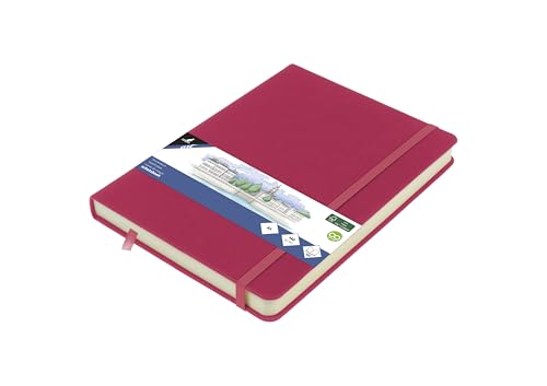 Image of Kangaro A5 Ruby PU Hard Cover Sketchbook 80 Sheets 140 g Cream Paper with Elastic Band and Ribbon