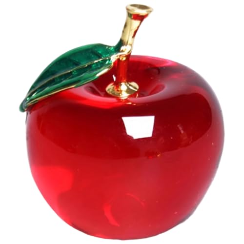 Muzrunq Figurine de Pommes en Cristal 2, 4 Pouces, Pommes Rouges à Collectionner, décor de Fruits artificiels, Figurines en Cristal Fruits en Verre artificiels Qui ressemblent à Un Vrai décor