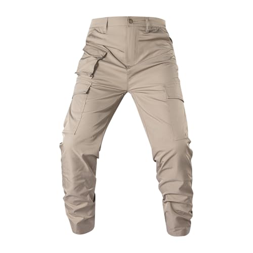 Mens Cargo Work Pants Relaxed Fit Waterproof Outdoor Hiking Tactical Trouser Ripstop Straight Leg Pants Multi Pockets2