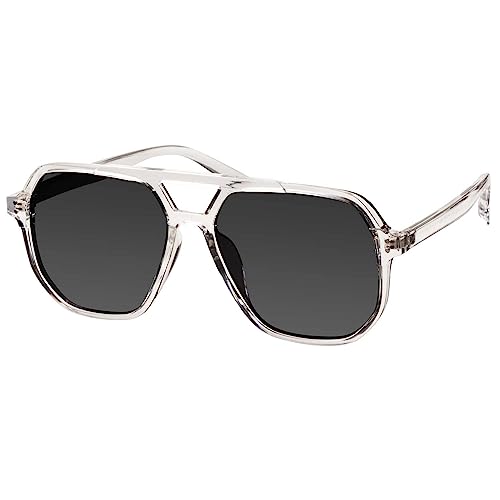 Image of mosanana Oversized Aviator Sunglasses for Women with Polarized Lens MS52243 | Geometric Big Frame, Designed for Daily Outfits, Travel and Fashion Looks