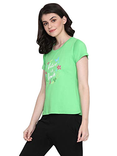 Image of Clovia Women's Cotton Cotton Rich Printed T-Shirt