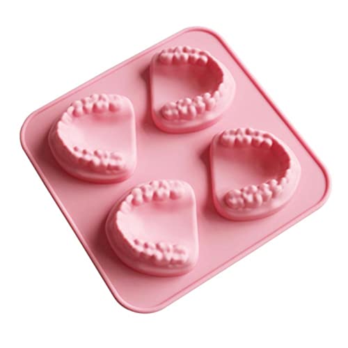 4-Hole Ice Box Whisky Maker Molde en forma de dentadura Molde de bandeja de hielo Fabricante de hielo Molde de silicona para hacer bolas de hielo Accesorios de herramientas de cocina Cover