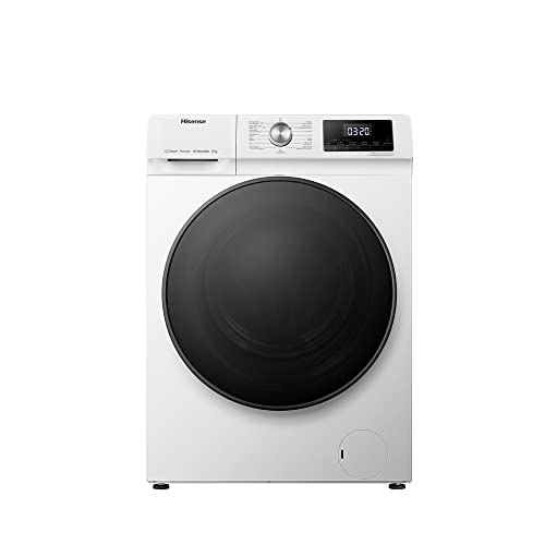 Hisense WFQA8014EVJM - Lavatrice con funzione di vapore, 8 kg/AquaStop/1400 giri/min, 15 programmi/inverter PowerDrive/tamburo in acciaio inox/sicurezza bambini/pulizia del tamburo/bianco