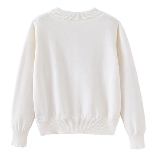 Cardigan Girls Button Front Crewneck Sweaters Solid Long Sleeve Jacket School Uniforms Elegant Cardigans for Girls 1-15T2