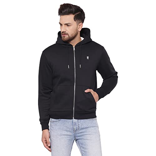 Image of Red Tape Men's Black Solid Hoodies