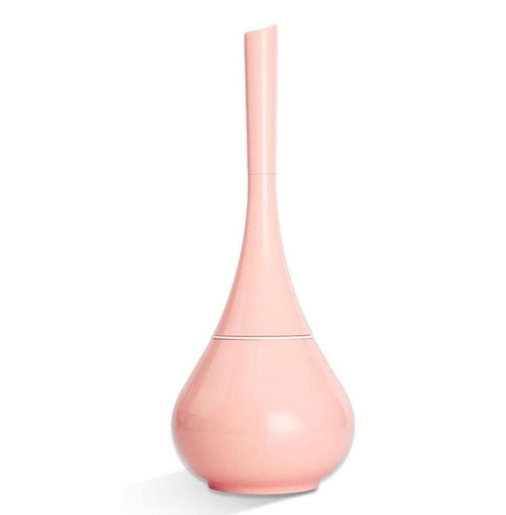 Toilet Cleaner Brush Toilet Brush and Holder Bathroom WC Full Closed Toilet Brush Set Detachable Brush Vase Toilet Brush Holder Brush for Bathroom(White) (Pink)