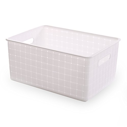 BINO Woven Plastic Storage Basket, Small (White)