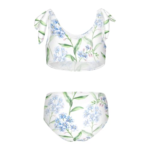 Girls Forget-me-nots on White Background Swimsuit Two Pieces Bikini Set Bathing Suits Swimwear Crop Top Swimsuit Set2