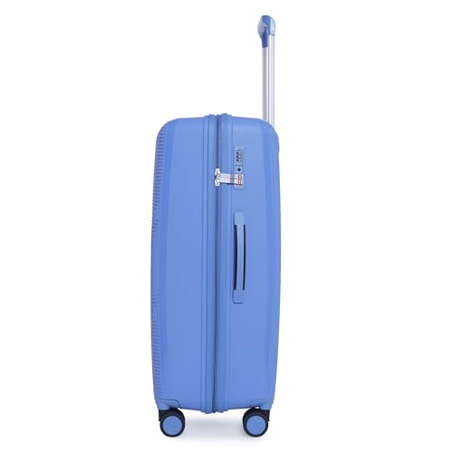 Image of SWISS MILITARY Maze Hard Top Black Polypropylene (PP) Luggage Trolley Bag with TSA-Lock & Body Coloured 360 Degree Rotatable 8-Wheels,Color -Sky Blue,24 Inch