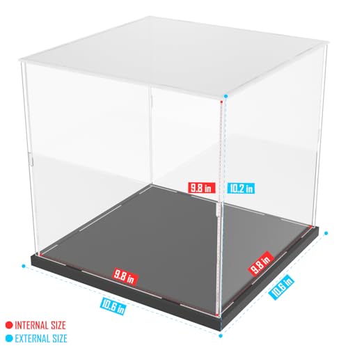 Image of Choowin Acrylic Display Case for Lego Soccer Ball 43019 for Lego Taj Mahal 21056 10266 75318 76261 Thickened Clear Acrylic Display Cases for Collectibles Assemble Dustproof Display Box(Black Base)