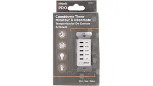 Woods 59007 Decora Style 30-15-10-5 Minute Preset Wall Switch Timer, White, 30-Minute