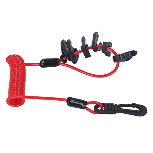 Interruptor de bloqueo del motor fuera de borda, cable de resorte de parada de emergencia con interruptor de motor de barco de PU, línea de resorte de 1,2 m con 7 llaves para motores de borda de