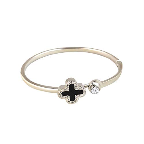 Preisvergleich Produktbild GYJIL Vierblatt-Verschluss-Armband - Roségold-Armband - Wilduhr-Accessoires Silber-Schwarz-Öl