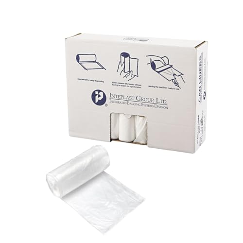 Image of Inteplast S334011N 33 Gallon Capacity, 40 inch Length x 33 inch Width x 11 Micron Thickness, Natural Color, High-Density Commercial Coreless Roll Can Liner (Case of 20 Roll, 25 Bags per Roll)