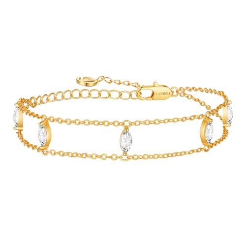 Cicy Bell �S�[���h�u���X���b�g �����p �_�u���`�F�[�� �L���[�r�b�N�W���R�j�A ���߉\ �t�����h�V�b�v�u���X���b�g ��i�Ȓa���΃u���X���b�g 6.7�C���` 2�C���`�̃G�N�X�e���_�[�t��, 8.7 inches, 18K�S�[���h���b�L�^�J�A�L���[