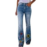 Coupe : version classique Gefomuofe Jean évasé pour femme - Pantalon de loisirs - Mode - Jambe large - Vintage - Imprimé - Pantalon droit - Coupe ajustée - Pantalon léger, 01 bleu., 4XL