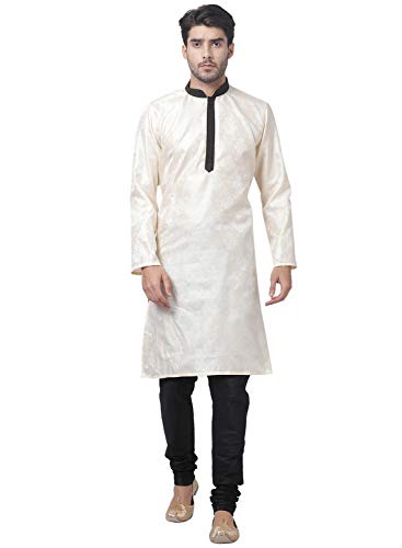 Image of VASTRAMAY Men Soft Cotton Kurta with Buttoned Cuff & Churidar Pyjama Set - Comfortable Ethnic Wear for Eid, Holi, Weddings & Festive Occasions - Stylish Traditional Cotton Kurta Pyjama