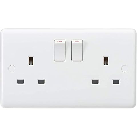 Knightsbridge CU9000 Curved Edge 13 A 2 Gang DP Switched Socket, White Cover