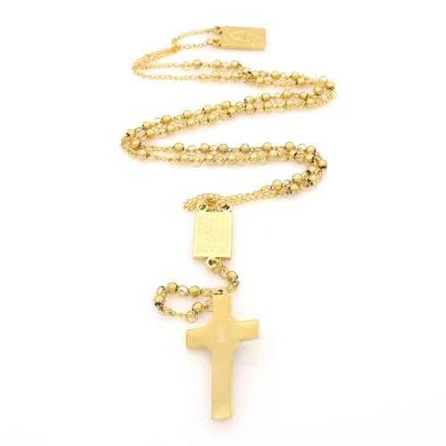 Terço Escapulário Unissex Banhado a Ouro 66cm - Proteção e Devoção Celestial + Bolsa de Veludo