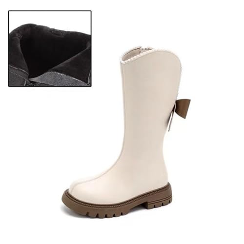 Girls Horse Riding Boots Side Zip Up Easy On Fuzzy Plush Snow Boot Cute Bowknot Chunky Bottom Fall Winter High Shoes3
