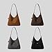 POAPRRD Suede Hobo Bags for Women Slouchy Shoulder Bag Fall Suede Purse Fashion Designer Slouchy Tote Handbag (Dark Gray)