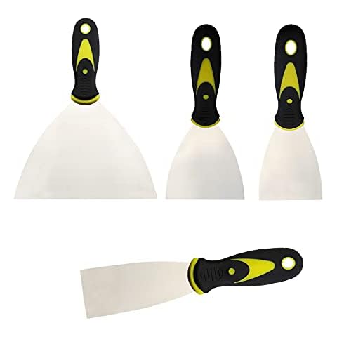 Wallpaper Scraper, 4 Pcs Putty Knife Scrapers, Filling Putty Knife Set Stainless Filling Knives, Putty Drywall Joint Knife for Cracks in Flat Wood Plaster Masonry and Wallpaper(1.5, 3, 4, 6, inches) Cover