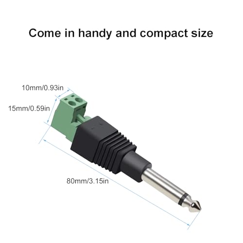 Conectores Jack 1/4 pulgadas para cable de audio 4 piezas miniatura 3