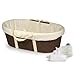 Badger Basket Woven Moses Changing Basket - Portable Baby Diaper Station with Pad, Liner, and Cover - Lightweight Newborn Changing Basket for Home or Travel - Espresso/Ecru