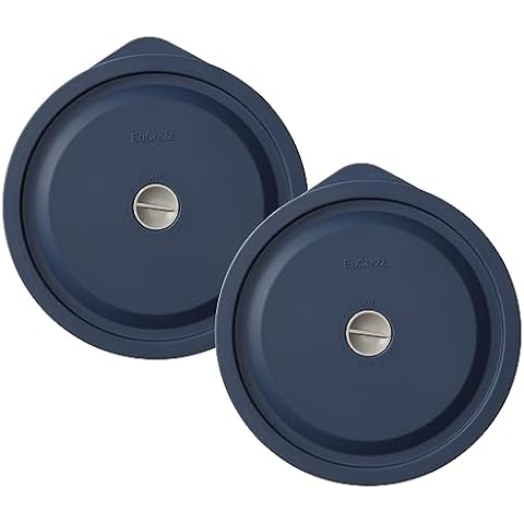 Replacement Lids for Pyrex 7201-PC 4 Cup, Silicone Round Storage Cover Lid for Anchor Hocking Glass Bowl 2 Pack with Date Mark Dark Blue Cover