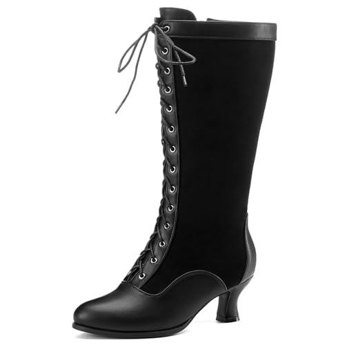 Image of NueiVeiuo Women Vintage 70s Victorian Boots Knee High