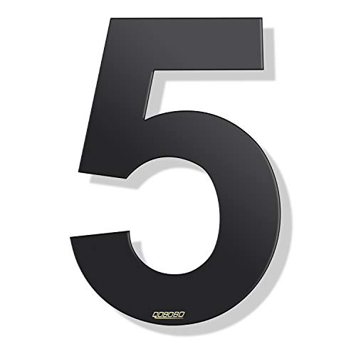 qobobo® Numéros de Maison Noir 5 Cinq Chiffres de Rue à visser en 304 Acier inoxydable Pulvérisation de Poudre 904 Anthracite Matte 200mm (1 Pièce) Cover
