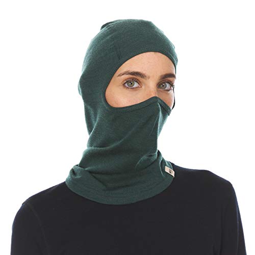 100% Merino Wool Balaclava - Winter Ski Mask - Face Mask - Cold Weather Gear - Forest Green - One Size