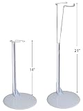 BANBERRY DESIGNS Large Doll Stand -14" H Holder - White Vinyl Coated Metal - Adjustable Clasps - Fits Most Dolls and Action Figures -14" to 27" H - Set of 2 Stands.