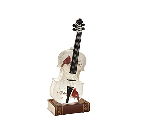 Gerson 2659650 Lighted Musical Holiday Spinning Water Globe Violin, Battery Operated, 14.3-inch Height