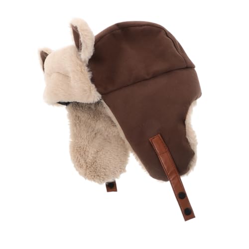 GAROZATION Adorable Bear Earmuffs Hat Winter Plush Hat Earflaps Unisex Warm Headgear for Men Women Toddlers for Outdoor Activities Coffee