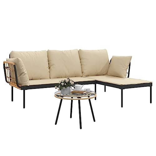 vidaXL Garten Lounge Set 3-TLG., Gartenmöbel Set mit Beigen Kissen,...