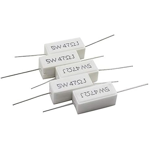 TOUHIA 15pcs Wirewound Ceramic Resistor 5W 47ΩJ Inductionless Cement Resistor Cover