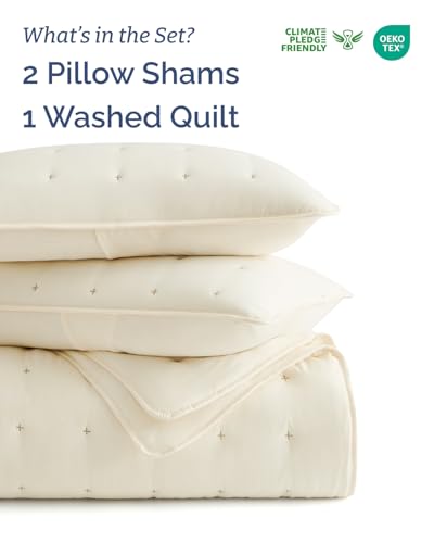 Image of Quilts King Size - Bedspread for King Size - Lightweight Comforter Set - Quilt Bedding Set for All-Seasons - Ultra Soft, Breathable & Comfy - Summer Coverlet with 2 Pillow Shams - 106 inch x 96 inch, Cream
