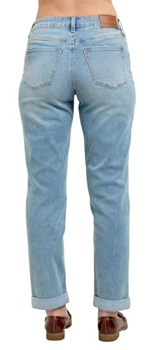 Judy Blue Women's Mid-Rise V-Front Cool Denim Cuffed Boyfriend Jeans2