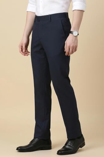 Image of Peter England Men's Slim Fit Mid Rise Solid Formal Trouser