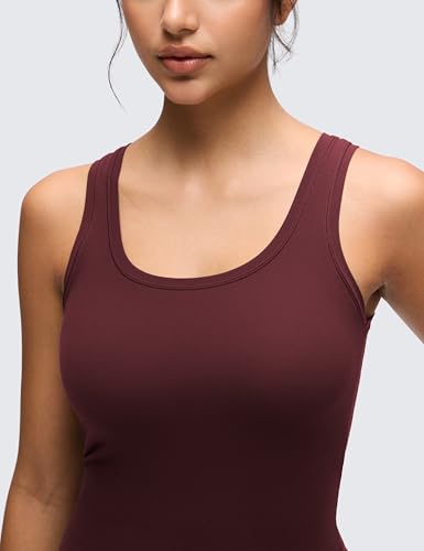 Image of CRZ YOGA Softembrace Scoop Neck Tank Top | Workout, Ultra Soft, Tight Fit, Waist Length, Double Lined, Sleeveless Shirts for Women