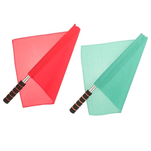 COOLHIYA 2 Pack Referee Flags Football Soccer Flags Red Green Lightweight Design for Use for Sports Games Training