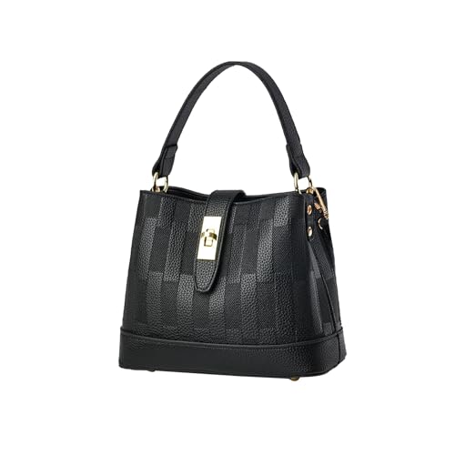 CORIOS Bolsa de ombro de couro PU para mulheres elegante bolsa tiracolo feminina bolsa carteiro retrô à prova d'água bolsa de alça superior, Preto, Large