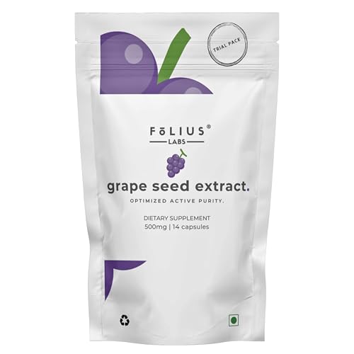 Image of FOLIUS LABS Grape Seed Extract 500mg - 95% OPCs Polyphenols - High Strength Grape Seed Supplement - Support cardiovascular health - (Trial Pack)