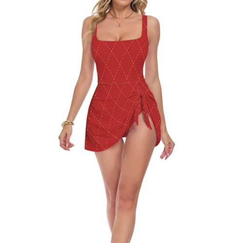 Maillot de bain rouge à carreaux d'une élégance intemporelle