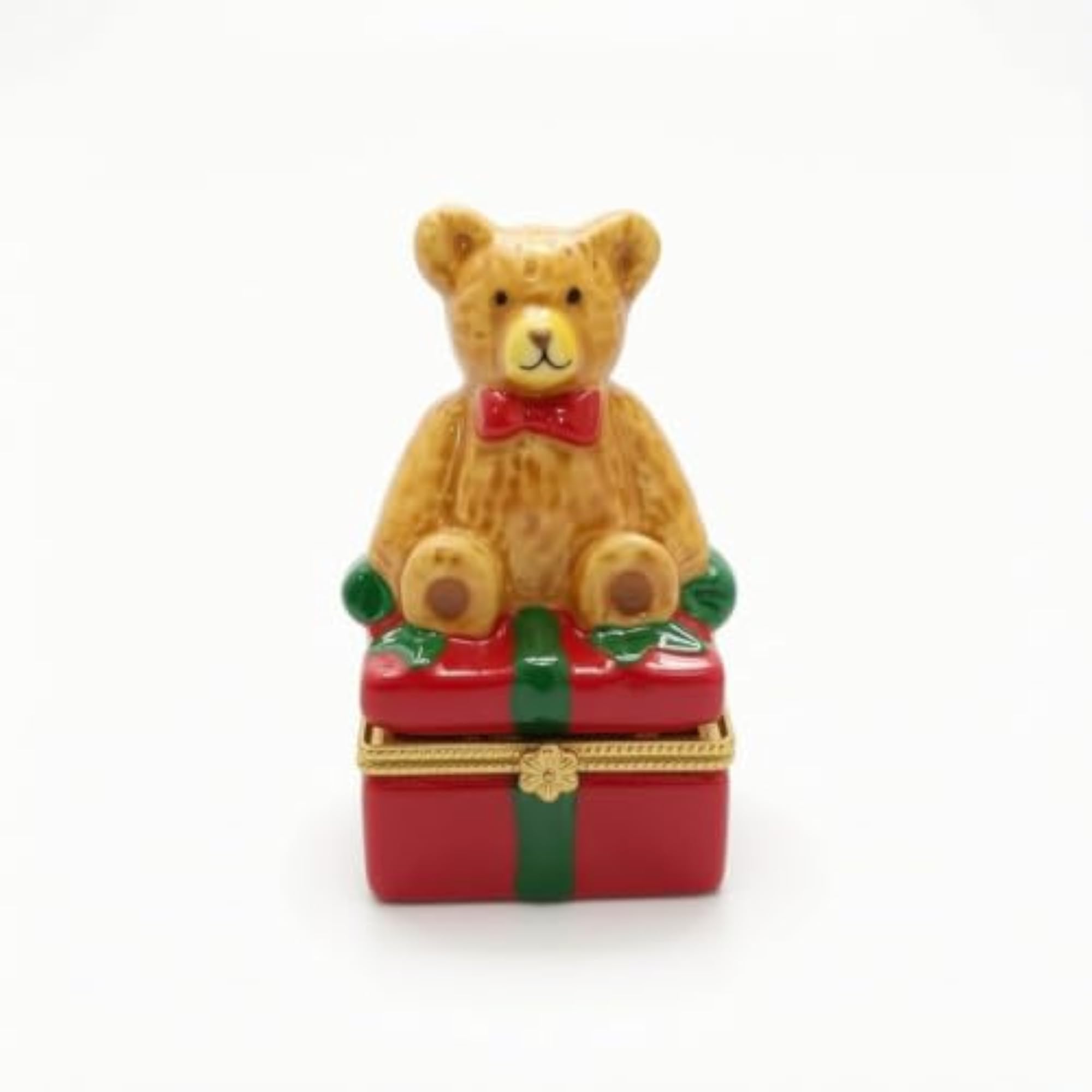 Hand-Painted Jewelry Box with Figurine Lid, Decorative Ceramic Box