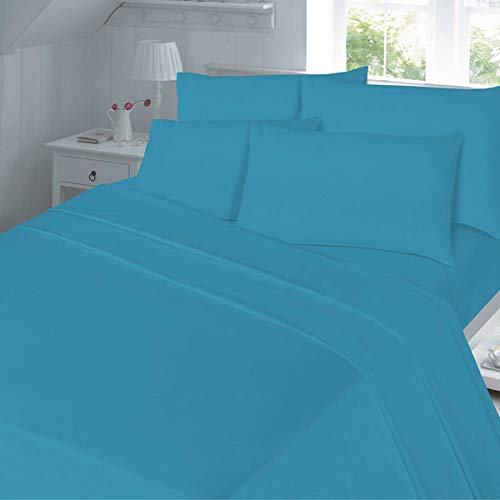 Nightzone Teal Plain Dyed 100% Brushed Cotton Flannelette Flat Sheet, Single